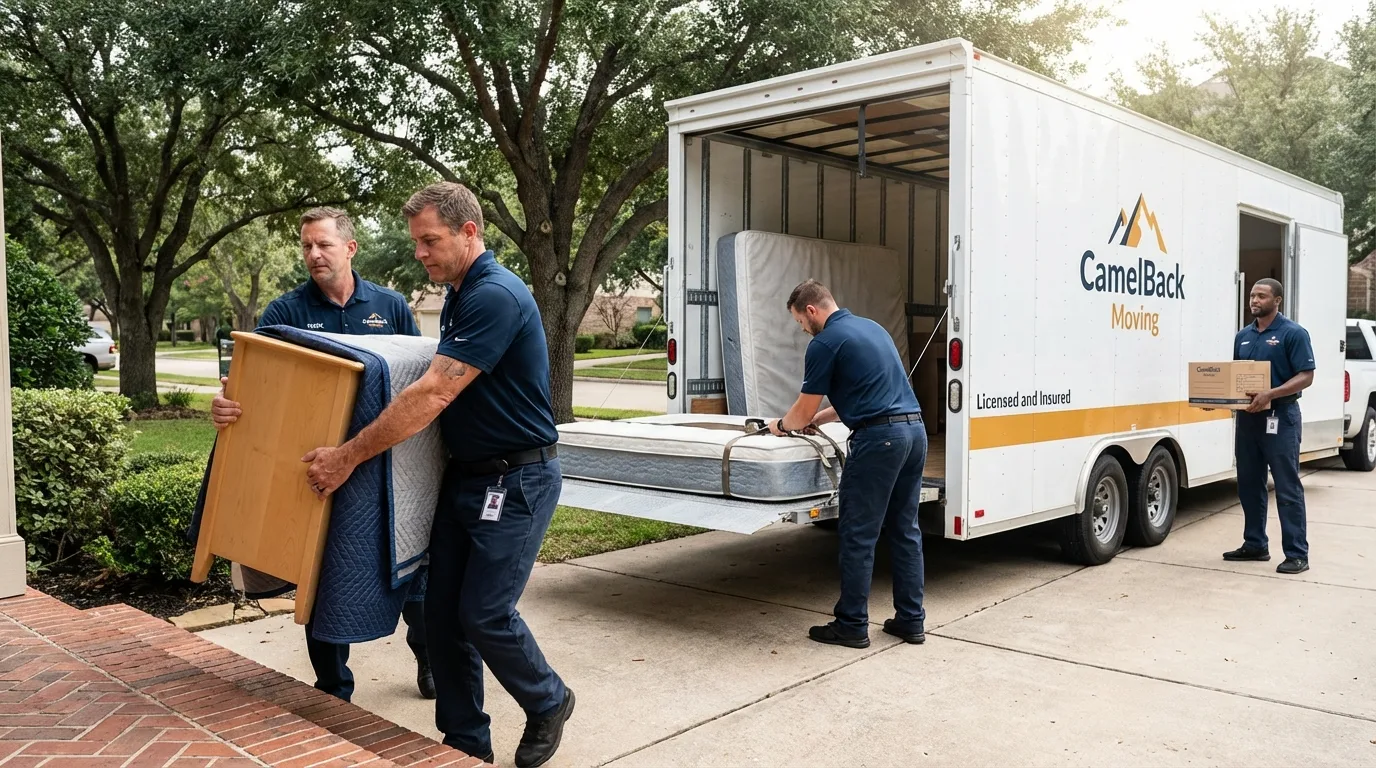 Crew loading residential truck for cross-state move from Dallesport, WA