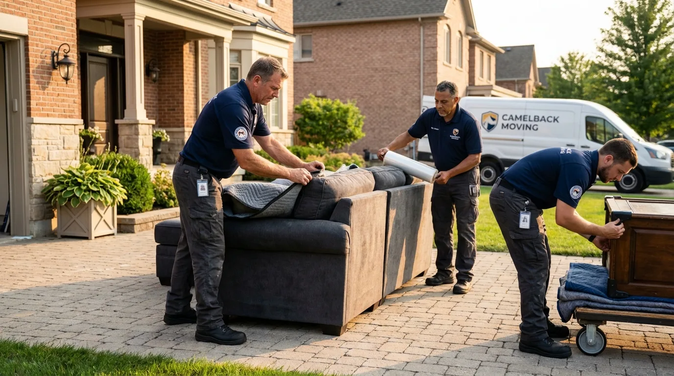 Large estate moving crew wrapping furniture in Dallesport, WA